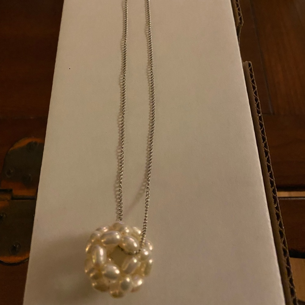Freshwater Pearl Ball Necklace with sterling silver adjustable chain